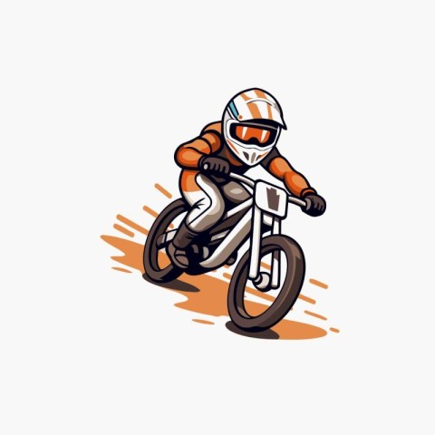 Motocross rider on a motorcycle. Vector illustration in cartoon