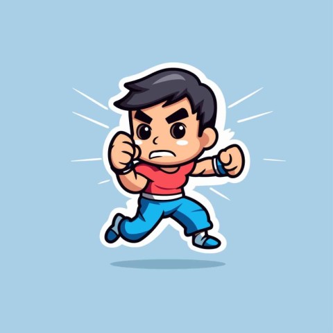 Vector illustration of cartoon superhero character running. Masc