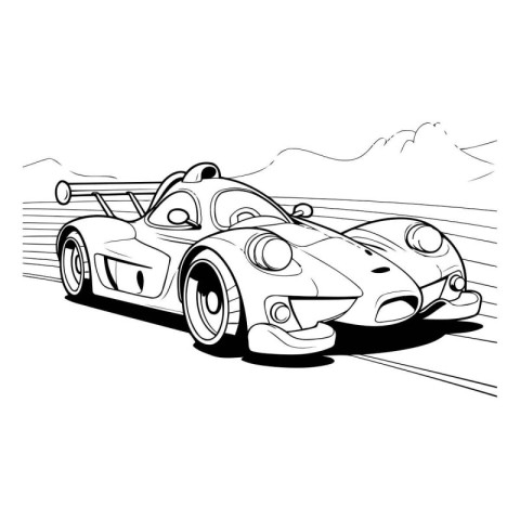 Vintage sports car on the road. Vector illustration for your des