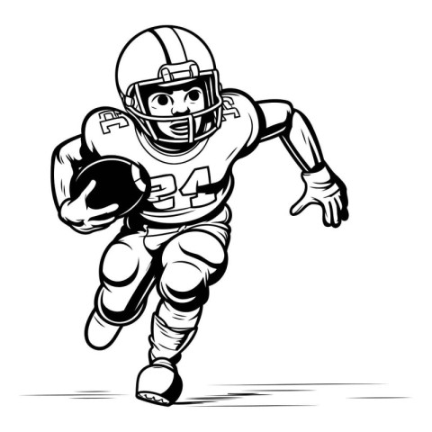 American football player running with ball. Vector illustration