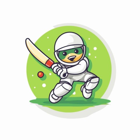 Cricket Player Cartoon Mascot Character Design Vector Illustrati