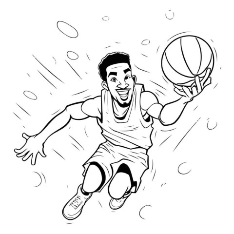 Basketball player in action. Vector illustration of a basketball