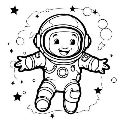 Coloring book for children: astronaut in spacesuit. Vector illus