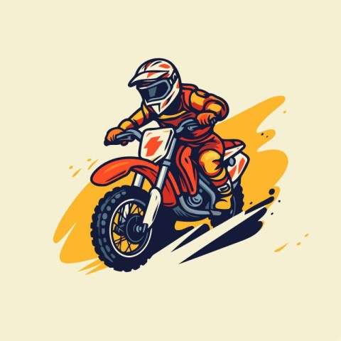 Motocross rider vector illustration. Motorcyclist riding a motor