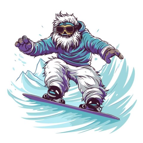 Vector illustration of a snowboarder on a snowboard. Winter spor