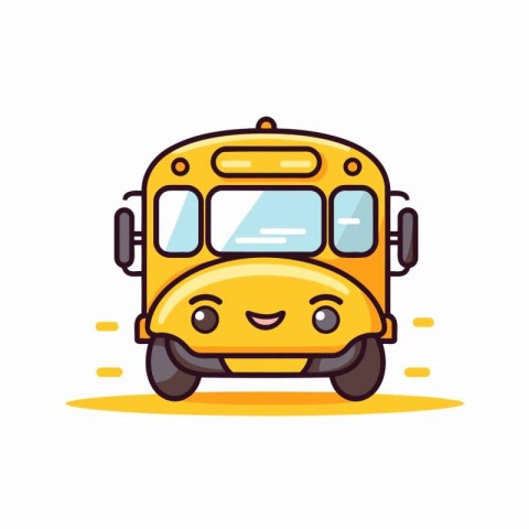 Cute school bus character. Vector illustration in a flat style.