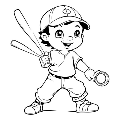 Baseball Player Boy Cartoon Mascot Character Vector Illustration