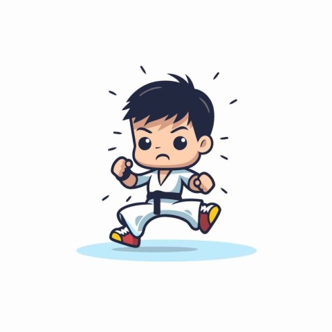 Karate boy cartoon vector illustration. Cartoon karate boy chara