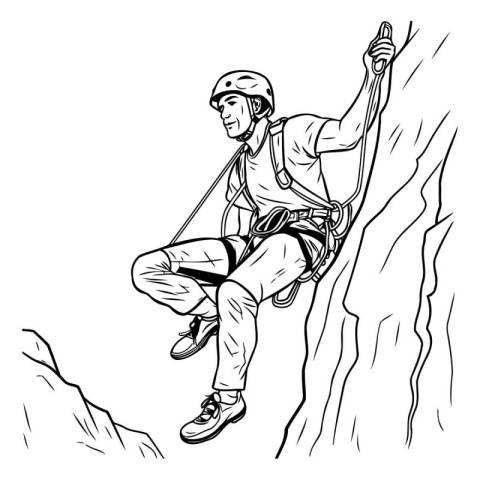 Man climbing on a cliff. Vector illustration ready for vinyl cut