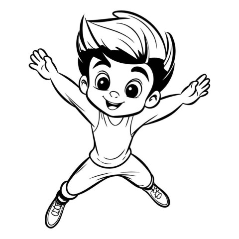 Cute Boy Jumping Cartoon Mascot Character Vector Illustration