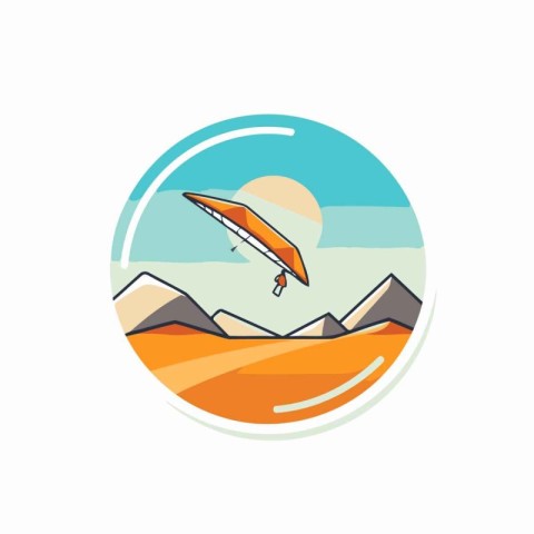 Paraglider on the background of mountains. Vector illustration.