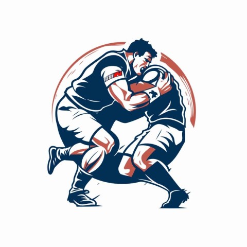 Rugby player with ball. sport logo. vector illustration.