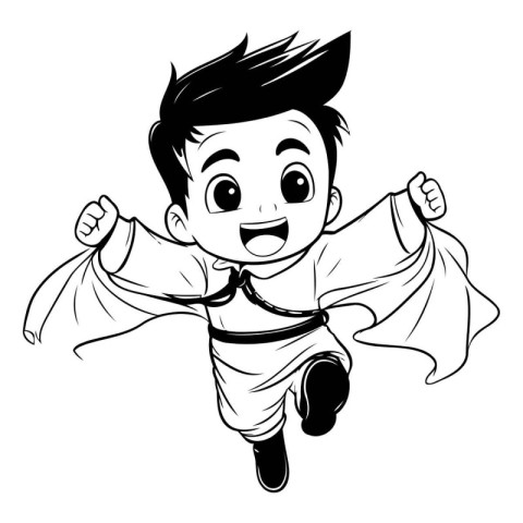 Kung fu boy vector illustration. Cartoon kung fu boy.