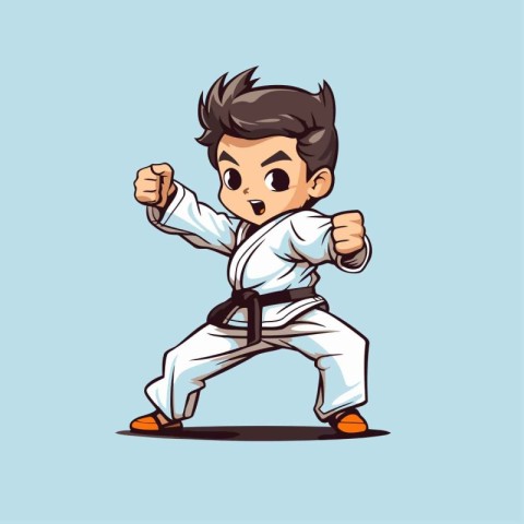 Cartoon karate boy vector illustration. Martial arts and karate