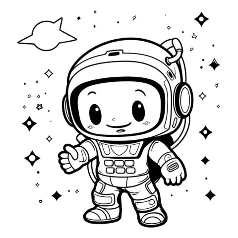 Cute astronaut in spacesuit. Cartoon vector illustration for kid