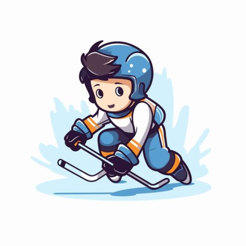 Hockey player. Vector illustration of a cartoon hockey player on