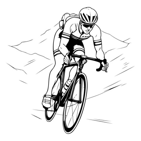 Cyclist in action on a road bike. Vector illustration.