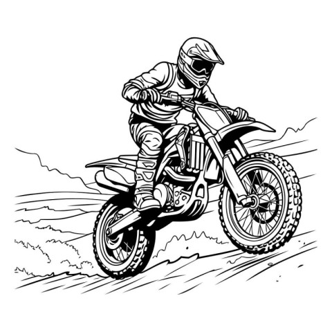 Motocross rider on the track. Vector illustration of a motorcycl