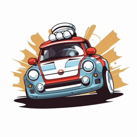 Retro car. Vector illustration on a white background. Cartoon st