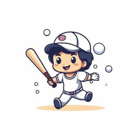 Baseball Player Cartoon Mascot Character With Bat Vector Illustr