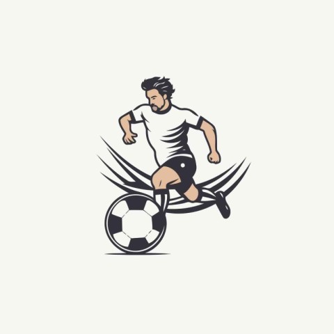 Soccer player with ball. Vector illustration on a white backgrou