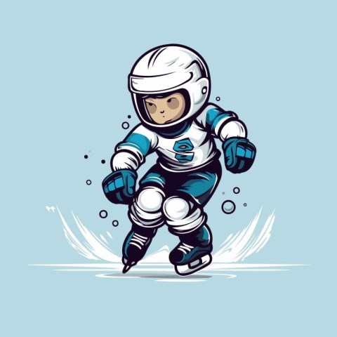 Astronaut on skates. Vector illustration of a cartoon character.