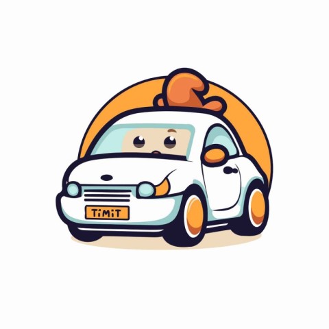 Cute cartoon taxi driver character vector Illustration on a whit