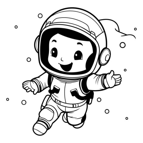 Vector illustration of Cute Cartoon Astronaut Character in space