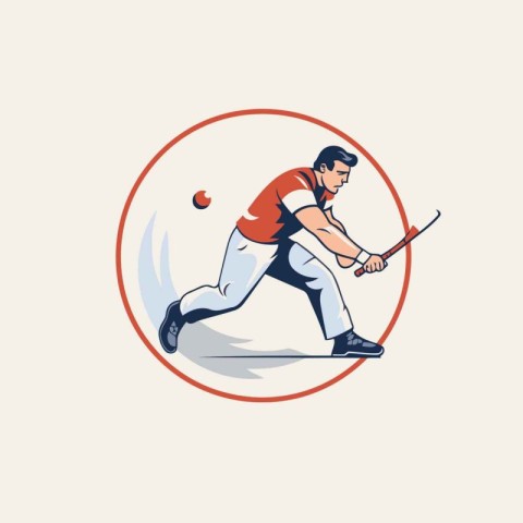 Baseball player hitting the ball with a stick. Vector illustrati