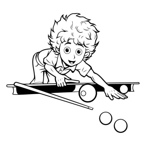 Cartoon illustration of a man playing golf. Black and white vers