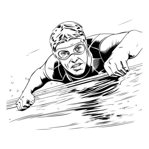 Swimmer. Vector illustration ready for vinyl cutting. Black and