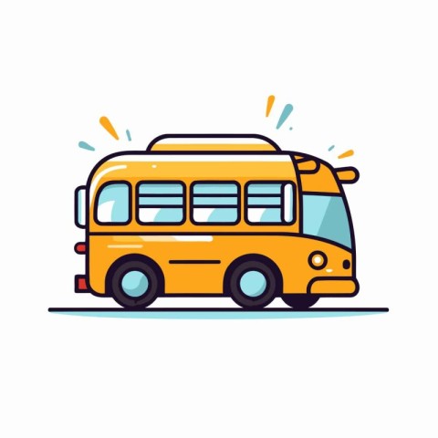 School bus flat line icon. Vector illustration of bus on white b