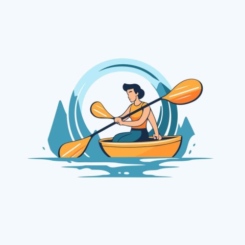 Kayaking. kayaking. canoeing. canoeing. Vector illustration