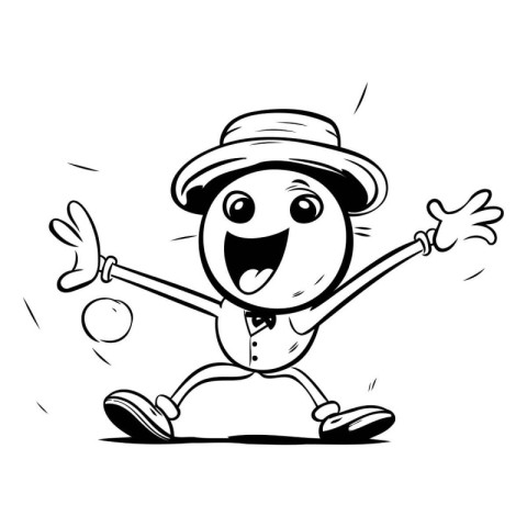 Cartoon Illustration of Funny Juggling Man Character for Colorin