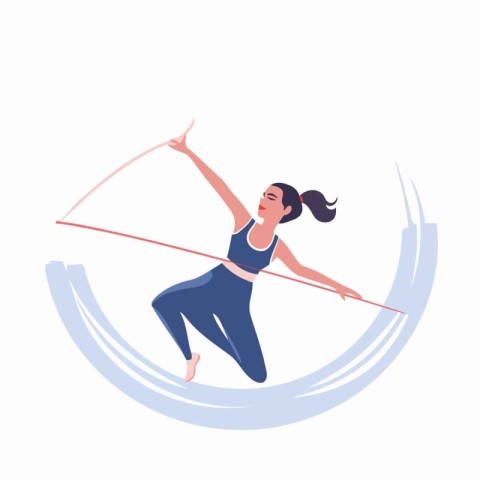 Woman practicing archery. Archery sport concept. Vector illustra