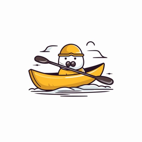 Cute cartoon kayak character. Vector illustration on white backg