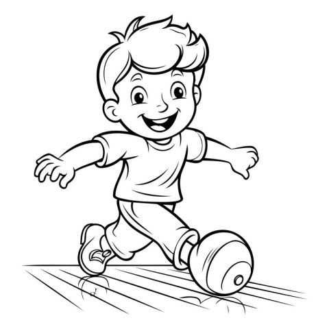 Cartoon Illustration of Kid Playing Skateboard Coloring Book