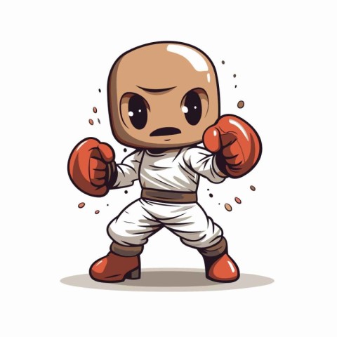 Cartoon character of a spaceman with boxing gloves. Vector illus