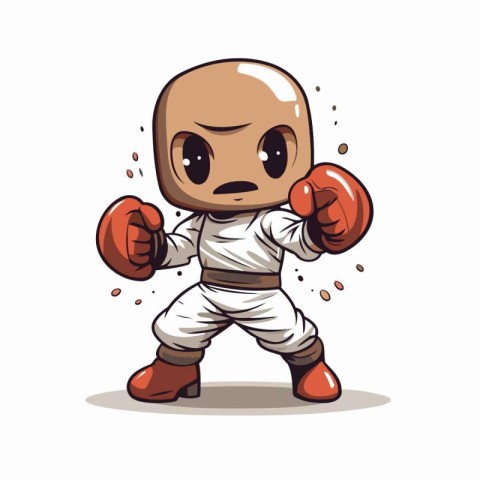 Cartoon character of a spaceman with boxing gloves. Vector illus