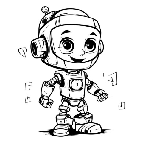 Cute Cartoon Astronaut. Vector illustration for coloring book or