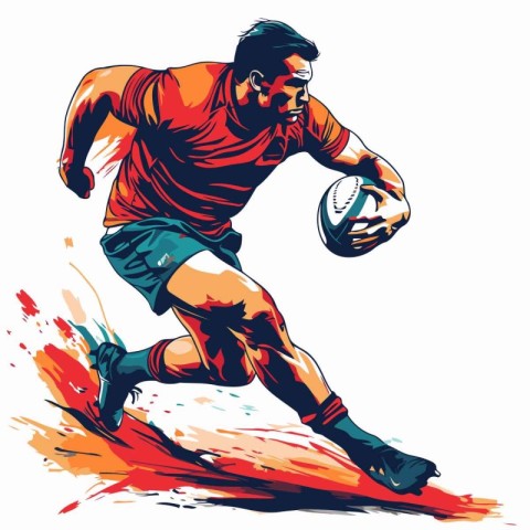 Rugby player with ball. Vector illustration of rugby player.