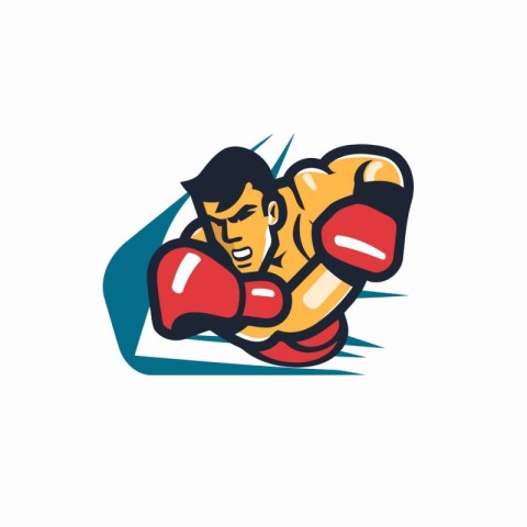 Boxing logo. Vector illustration of a boxer in boxing gloves.