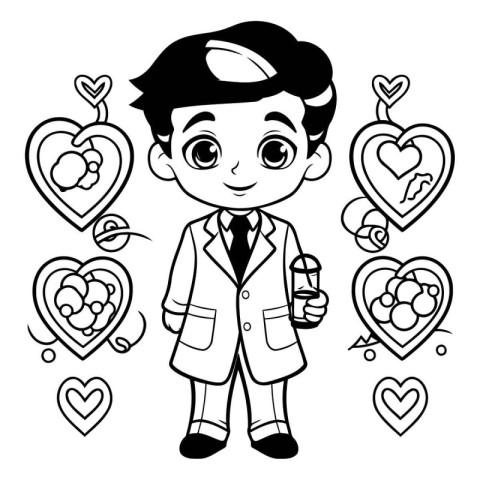 Illustration of a boy in a suit holding a glass of wine