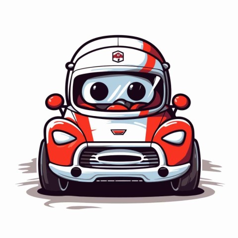 illustration of a cartoon race car on white background. vector i