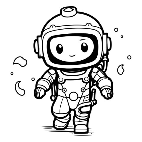 Cute Cartoon Astronaut Character Wearing Spacesuit Vector Illust