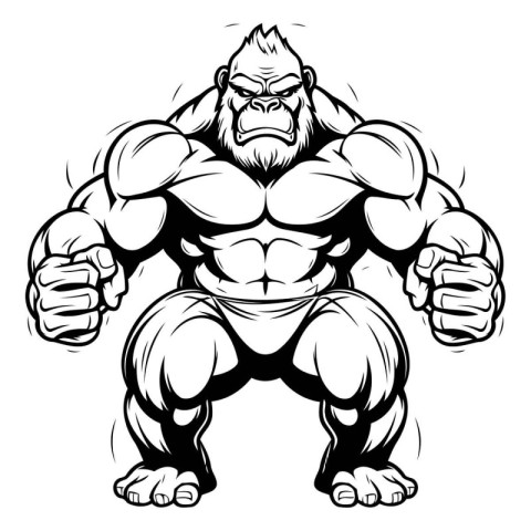 Vector illustration of a strong gorilla ready for t-shirt design