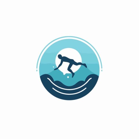 Surfing logo design template. Swimming club vector logo design.