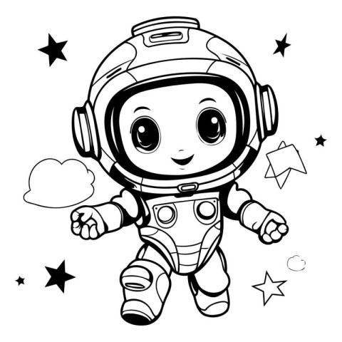 Cute astronaut on white background. Vector illustration for colo