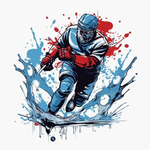 Ice hockey player in action. Vector illustration of a hockey pla