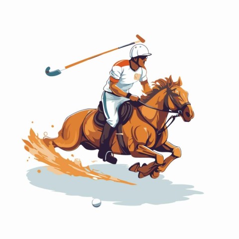 Illustration of a polo player on the horse. Vector illustration